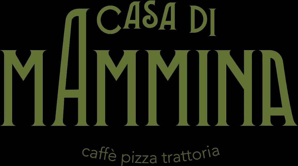 Logotype A casa di Mammina, caffè pizza trattoria, en lettres vert olive