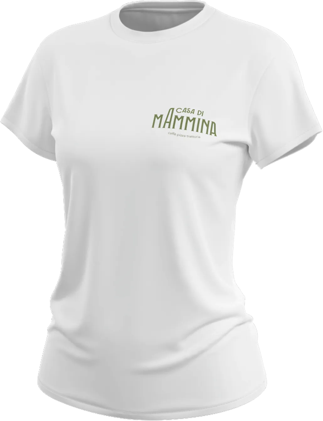 T-shirt blanc au logo A casa di Mammina, goodies du restaurant